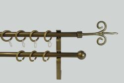 16 mm Ø Kecskemét karnis szett, 2 soros, bronz, lapostartóval (140 cm)
