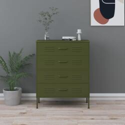 vidaXL Comodă cu sertare, verde măsliniu, 80x35x101, 5 cm oțel (336198) Comoda