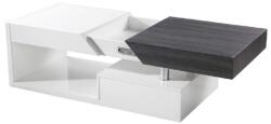 Mobikon Masuta de cafea din mdf alb lucios si gri cu design lemn Melida 120x60x43 cm (0000205722) Masa de cafea