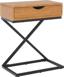 Mobikon Noptiera, din mdf maro stejar si picioare metal negru, Vired, 50x30x60 cm (0000275078)