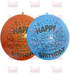  Happy Birthday tortás színes neck up lufi 30cm (5db)