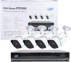 PNI Kit supraveghere video AHD PNI House PTZ1300 Full HD - NVR si 4 camere exterior 2MP full HD 1080P (PNI-PTZ1300) - pcone