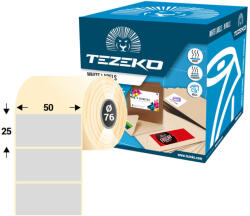 Tezeko 50 * 25 mm, öntapadós műanyag etikett címke (1000 címke/tekercs) (M0500002500-029) - cimke-nyomtato