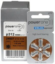 power one Baterii PowerOne 312 PR41 Zinc-Aer 1, 45V Pentru Aparate Auditive Set 60 Baterii