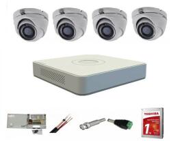 Hikvision Sistem supraveghere video interior Hikvision 4 camere Turbo HD 5MP IR 20m DVR 4 canale cu toate accesoriile incluse CADOU HDD 1TB (201903000115) - rovision