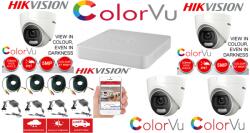 Hikvision Sistem supraveghere profesional Hikvision Color Vu 4 camere 5MP IR20m, DVR 4 canale, full accesorii (201901014914) - rovision