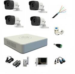 Hikvision Kit complet profesional 4 camere supraveghere exterior 5MP TurboHD Hikvision IR 40m DVR 4 canale accesorii incluse (201801014862) - rovision