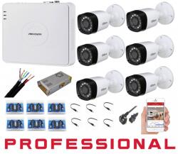 Hikvision Sistem supraveghere video 6 camere Dahua 2MP full HD ir20m IP67, DVR 8 canale Hikvision , accesorii (201901014326)