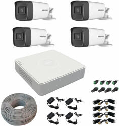 Hikvision Sistem supraveghere Hikvision 4 camere 5MP Turbo HD IR 80 DVR 4 canale accesorii (201801014808) - rovision