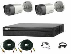 Dahua Sistem supraveghere video profesional Dahua exterior 2 camere 2MP, Smart IR20m cu DVR DAHUA 4 canale, live internet (201903000150) - rovision