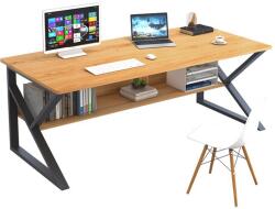Mobikon Birou cu raft din mdf maro fag si metal negru Tarcal 100x60x72 cm (0000277516)