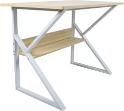 Mobikon Birou cu raft din mdf maro stejar natur si picioare fier alb Tarcal 80x40x72 cm (0000277514)