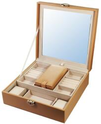 WatchBox Caseta de bijuterii piele ecologica Crem / Albastra / Roz cu oglinda WZ4783 (WZ4783)
