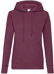 Fruit of the Loom Női Pulóver Kapucnis Hosszú ujjú Fruit of the Loom Classic Hooded Sweat Lady-Fit - 2XL, Burgundi vörös