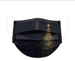  Szájmaszk karácsonyi mintával (fekete alapon arany fenyő) 1x