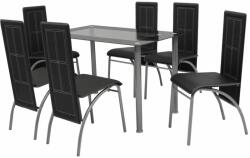 vidaXL Set masă și scaune de bucătărie 7 piese, negru (242915)