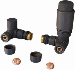 Ths Thermostyle Set robineti radiator tur retur axiali Cayman negru antracit 1/2 x 16 mm + 1/2 x 15 mm