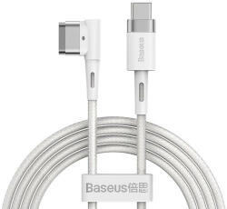 Baseus Cablu de date - alimentare magnetic unghiular zincat Baseus pentru MacBook Power - USB tip C 60W 2m alb (6953156206649)