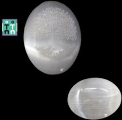 Palm Stone Selenit Alb Gravat Oval - Pomul Vietii - 68-71 x 52-57 x 27-31 mm - (XXL) - 1 Buc