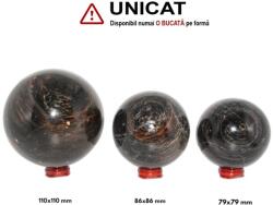  Sfera Turmalina Neagra cu Hematit Druzy Minerala Naturala - 79-110 x 79-110 mm - 1 Buc