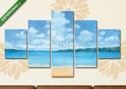  Többrészes Vászonkép, Premium Kollekció: A trópusi tengerpart felhőkkel(135x70 cm, S01)