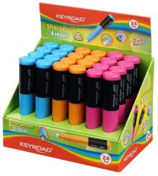 Keyroad Hegyező 1 lyukú radírral 24 db/display Keyroad 2 in 1 vegyes színek (KR972139)