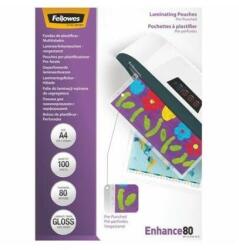 Fellowes Lamináló fólia, A4, 80 mikron, lefűzhető, fényes, 100 db/csom Fellowes (5452502) - tintasziget
