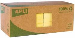 APLI Öntapadó jegyzettömb, 75x75 mm, 100 lap, újrahasznosított, APLI, sárga (LNP11987) - primatinta