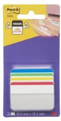 3M Jelölőcímke, műanyag, megerősített, döntött, 4x6 lap, 50, 8x38, 1 mm, 3M POSTIT, vegyes színek (LPJ686A1) - primatinta