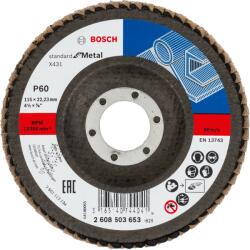 Bosch Disc de slefuire evantai X431, Standard for Metal 115 mm, 22, 23 mm, 60 - Cod producator : 2608603653 - Cod EAN : 3165140744041 - 2608603653 (2608603653)