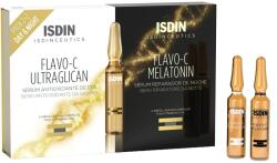 ISDIN Flavo C Ultraglycan & melatonin nappali és éjszakai szérum, 4 ampulla x 2 ml