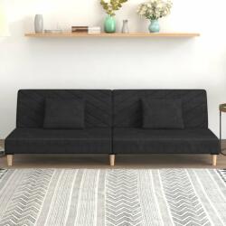vidaXL Canapea extensibilă cu 2 locuri, 2 perne, negru, textil (337594) Canapea