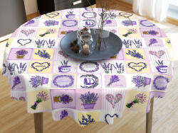 Goldea față de masă teflonată - decorațiuni cu lavandă - rotundă Ø 120 cm