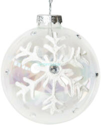  118a üveg karácsonyfa gömb Fehér/ezüst 8 cm