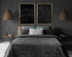 Lili4 bársony ágytakaró Fekete 280x260 cm
