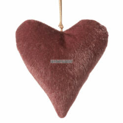  Akasztós szív dísz puha töltettel Burgundi vörös 12x13 cm