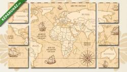  Többrészes Vászonkép, Vektor antik hatású világtérkép(135x80 cm, W01)