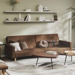 vidaXL Canapea extensibilă cu 2 locuri, maro, textil (337290) Canapea