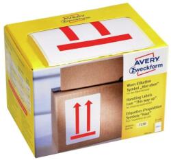 AVERY Etikett címke, piktogram álló helyzetet jelző nyílak 74 x100mm, tekercses, 200 címke/doboz, Avery piros (7250) - tintasziget