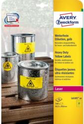 AVERY Etikett címke, 63, 5 x29, 6mm, időjárásálló poliészter, 27 címke/ív, 20 ív/doboz, Avery sárga (L6105-20) - tintasziget