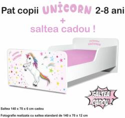 Produs in Romania Pat Fete Creativ Unicorn 2-8 Ani, Cu Saltea Cu Lana 140x70x6 Cm Inclusa - CMG49440727597396SFN70 (CMG49440727597396SFN70)