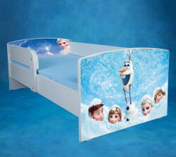 Pat de inspiratie Frozen copii 2-12 ani saltea 160x80 cm si protectii laterale incluse, fara sertar PTV1778 (PTV1778)