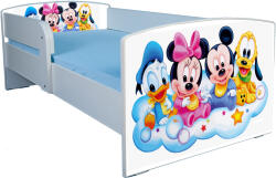  Pat imprimat la comanda Mickey si Prietenii cu protectie laterala copii 2-12 ani cu sertar si saltea 160 x 80 PTV1849 (PTV1849)