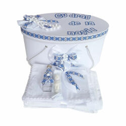 Trusou de botez Baieti si cutie trusou personalizata cu decor traditional albastru Denikos® 228 NKO1784 (NKO1784)