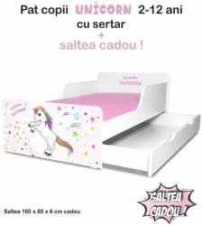 Oli's Pat pentru Fete 2-12 ani Start Unicorn cu sertar si saltea 160x80cm inclusa - PC-P-MK-UNC-SRT-80 (PC-P-MK-UNC-SRT-80)