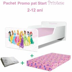 Oli's Pachet Promo Pat de Fete 2-12 ani Start Printese, cu saltea cu lana inclusa 160x80 si husa impermeabila - PC-PCH-PRO-STR-PRN-80 (PC-PCH-PRO-STR-PRN-80)