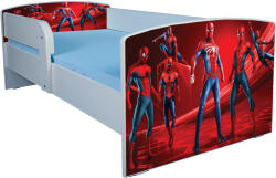  Pat baieti 2-8 ani Spider Man 3 cu protectie laterala detasabila, saltea 140x70 inclusa, cu sertar PTV1919 (PTV1919)