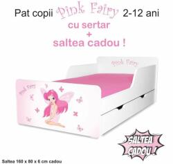 Oli's Pat Start Pink Fairy fetite 2-12 ani, cu sertar si saltea cu lana 160x80cm incluse- PC-P-MK-PFR-SRT-80 (PC-P-MK-PFR-SRT-80)