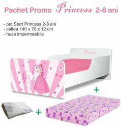 Produs in Romania Pachet Promo Pat fete 2-8 ani Start Princess Pony, saltea SmartNest cu lana si husa impermeabila- PC-PCH-PRO-STR-PRP-70 (PC-PCH-PRO-STR-PRP-70)