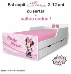 Oli's Pat Start Minnie fete 2-12 ani cu sertar si saltea 160x80x6 cm cu lana PC-P-MK-SRT-MIN-80 (PC-P-MK-SRT-MIN-80)